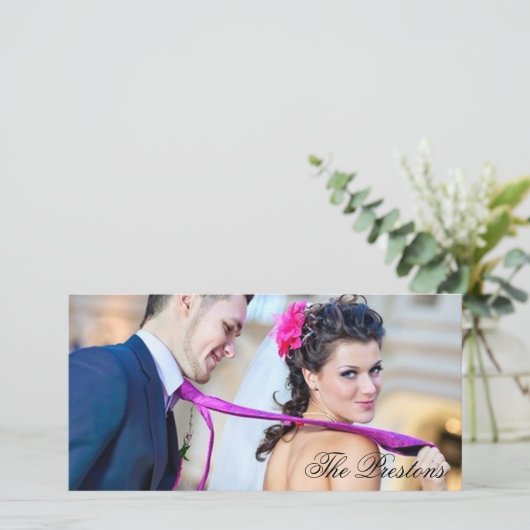 Classic Danke Foto Card (Stehend Vorderseite)