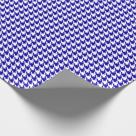Classic Dark Blue and White Houndstooth Pattern  Geschenkpapier (Ecke)