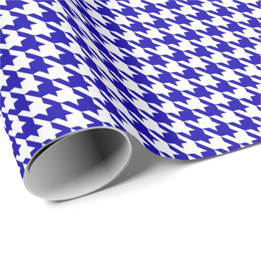 Classic Dark Blue and White Houndstooth Pattern Geschenkpapier (Rolleneckpunkt)
