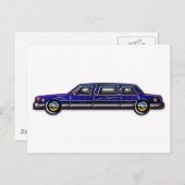 Classic Dark Blue Limo Postkarte (Vorne/Hinten)