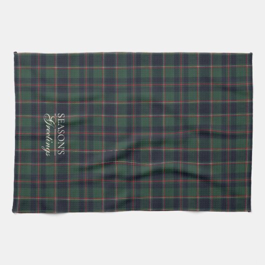 Classic Dark Blue Red Green Plaid Pattern Geschirrtuch (Horizontal)