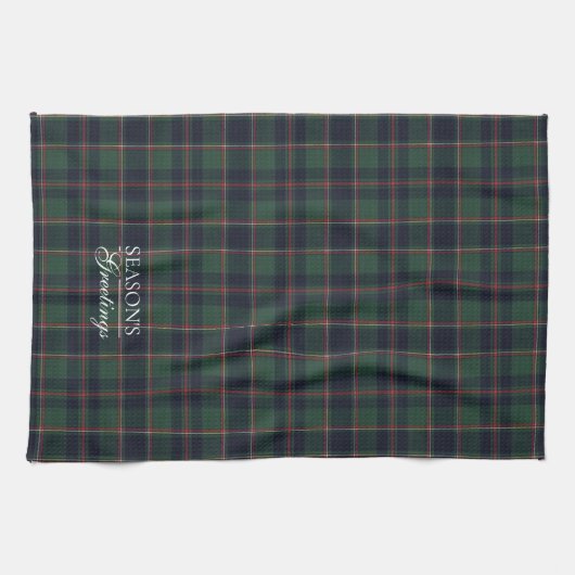 Classic Dark Blue Red Green Plaid Pattern Geschirrtuch (Horizontal)