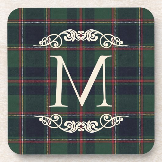 Classic Dark Blue Red Green Plaid Pattern Getränkeuntersetzer (Vorderseite)