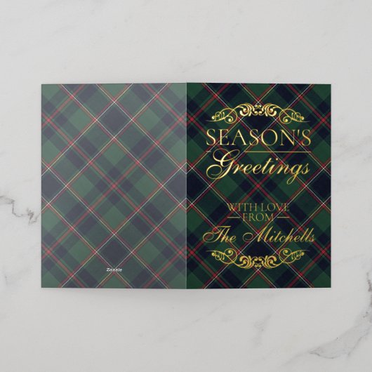 Classic Dark Blue Red Green Plaid Pattern Gold (Äußere Ablage)