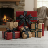 Classic Dark Blue Red Green Plaid Pattern Satinband