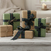 Classic Dark Blue Red Green Plaid Pattern Satinband