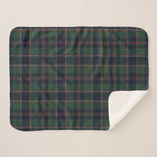 Classic Dark Blue Red Green Plaid Pattern Sherpadecke (Vorderseite (Horizontal))