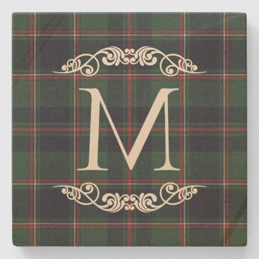 Classic Dark Blue Red Green Plaid Pattern Steinuntersetzer (Vorderseite)