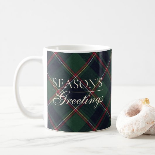 Classic Dark Blue Red Green Plaid Pattern Two-Tone Kaffeetasse (Mit Donut)