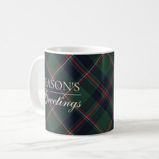 Classic Dark Blue Red Green Plaid Pattern Two-Tone Kaffeetasse (Vorderseite Links)