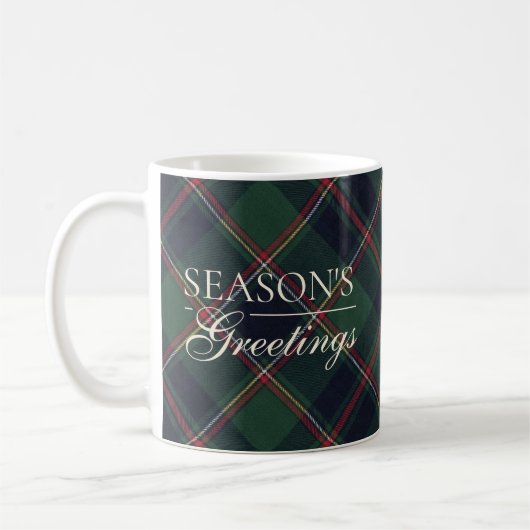 Classic Dark Blue Red Green Plaid Pattern Two-Tone Kaffeetasse (Links)