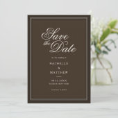 Classic Dark Brown Old Money Wedding Save The Date (Stehend Vorderseite)