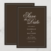 Classic Dark Brown Old Money Wedding Save The Date (Vorne/Hinten)