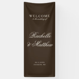 Classic Dark Brown Old Money Wedding Welcome Banner
