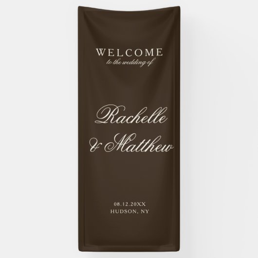 Classic Dark Brown Old Money Wedding Welcome Banner (Vertikal)