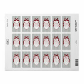 Classic Dark Green Stripes & Red Bow Christmas Adressaufkleber (Vorne)