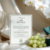 Classic Dark Green Wedding Details Begleitkarte
