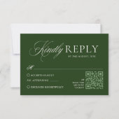 Classic Dark Green Wedding RSVP Karte (Vorderseite)