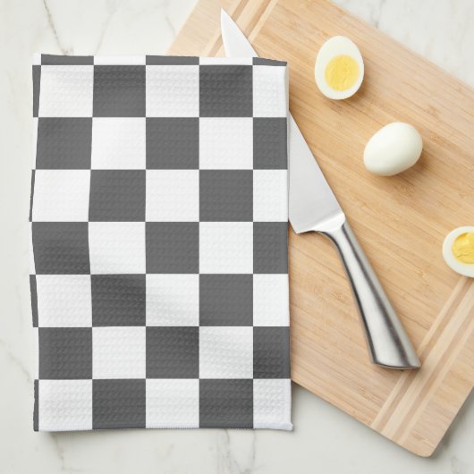 Classic dark grey checkerboard geschirrtuch (Viertel Falte)