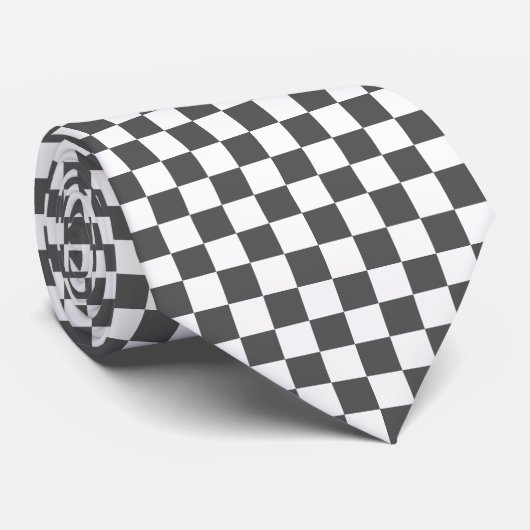 Classic dark grey checkerboard krawatte (Gerollt)