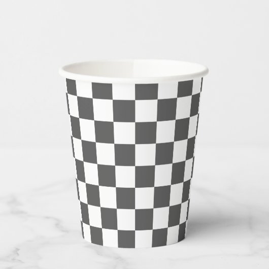 Classic dark grey checkerboard pappbecher (Links)