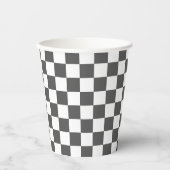 Classic dark grey checkerboard pappbecher (Vorderseite)