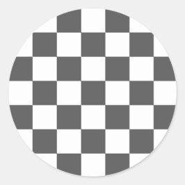 Classic dark grey checkerboard runder aufkleber