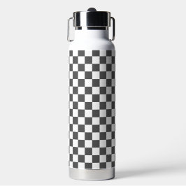 Classic dark grey checkerboard trinkflasche