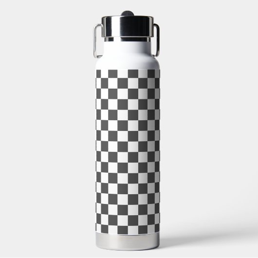 Classic dark grey checkerboard trinkflasche (Vorderseite)