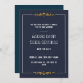 Classic Dark Navy Blue Save the Date Hochzeit Einladung (Vorne/Hinten)