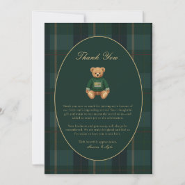 Classic Dark Plaid Lauren Inspired Baby Shower  Dankeskarte