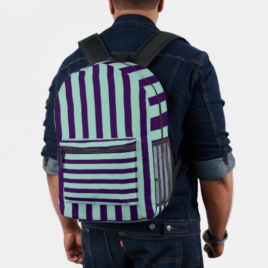 Classic Dark Purple and Light Teal Striped Bedruckter Rucksack (Insitu (Modell))