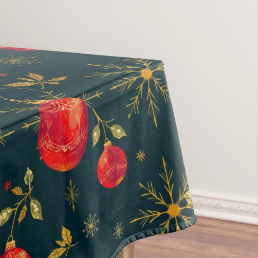 Classic Dark Red & Gold Christmas Tablecloth Tischdecke (Beispiel)