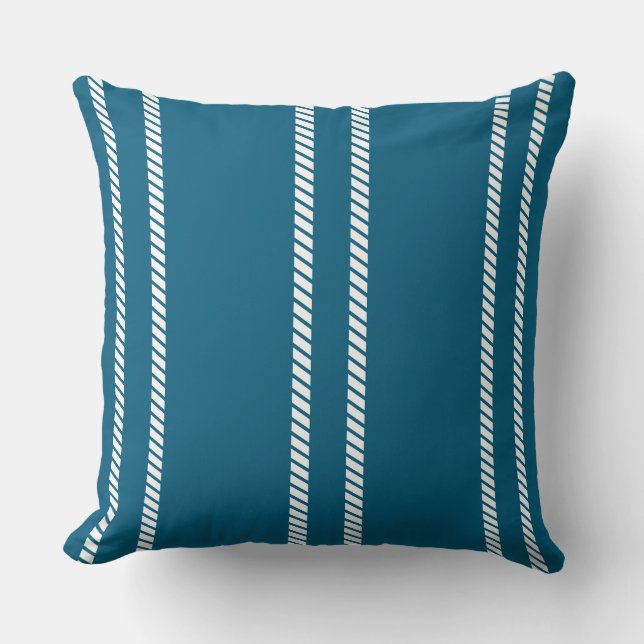 Classic Dark Teal with Stripes Throw Pillow Kissen (Vorderseite)