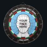Classic-Dartboard mit benutzerdefiniertem Text und Dartscheibe<br><div class="desc">Dartboard mit klassischen Farben. Zwei benutzerdefinierte Textbereiche. Fügen Sie Ihr Foto hinzu oder löschen Sie das Bild und verwenden Sie nur den benutzerdefinierten Text.</div>
