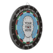 Classic-Dartboard mit benutzerdefiniertem Text und Dartscheibe (Vorderseite Links)