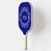 Classic Deep Navy Blue Ornate Monogram Pickleball Schläger (Links)