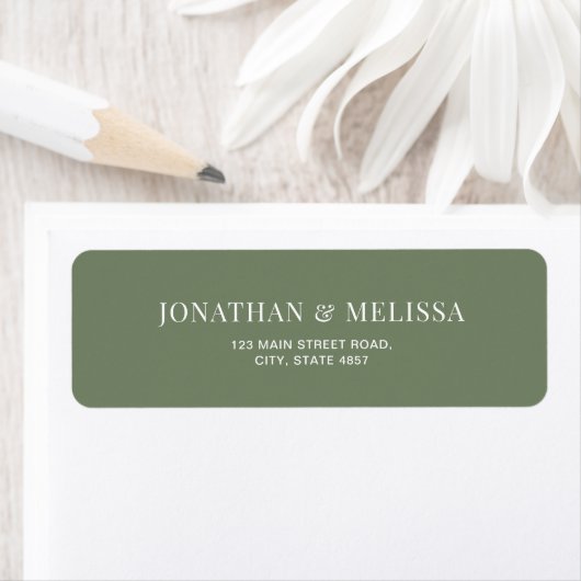Classic Deep Sage Green Typography Wedding Address (Insitu)