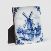 Classic Delft Blue Windmill Canal Scene Fotoplatte (Vorderseite)