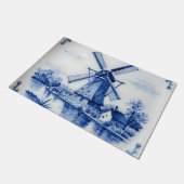 Classic Delft Blue Windmill Canal Scene Fußmatte (Schrägansicht)