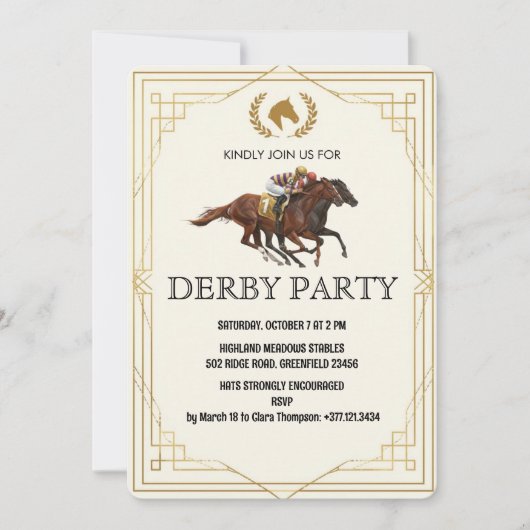 Classic Derby Horse Racing Invite Einladung (Vorderseite)