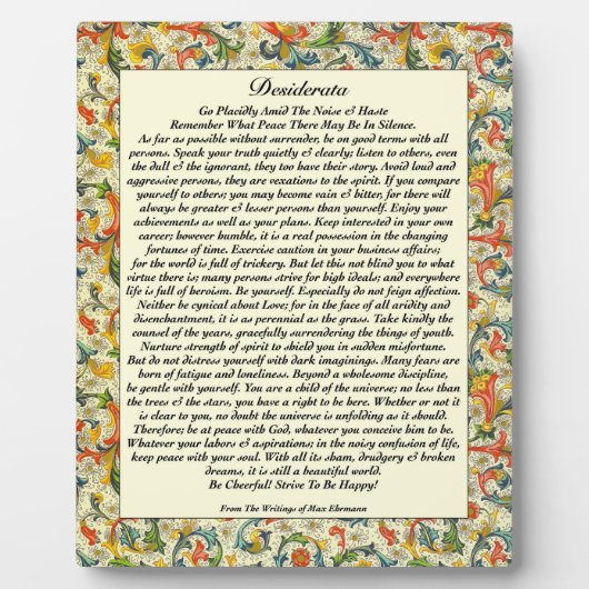 Classic Desiderata Florentine Fotoplatte (Vorderseite)