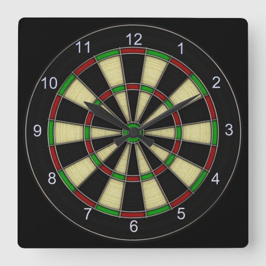 Classic Design, Darts, Dart Games Quadratische Wanduhr (Vorderseite)
