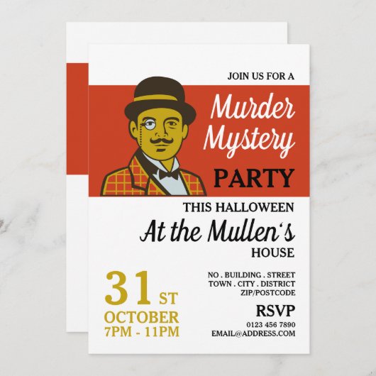 Classic Detective, Mord Mystery Halloween-Party Einladung (Vorne/Hinten)
