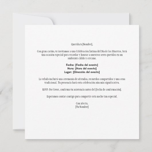 Classic Día de los Muertos Einladung (Rückseite)