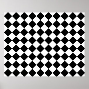 Classic Diamond Black and White Schachbretts Poster