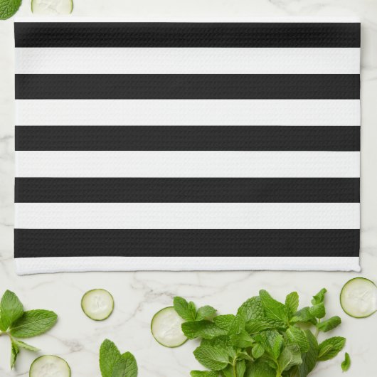 Classic dick Modernes Schwarz & Weiß gestreift Geschirrtuch (Gefaltet)