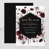 Classic Digital Burgundy Wedding Save The Date (Vorne/Hinten)