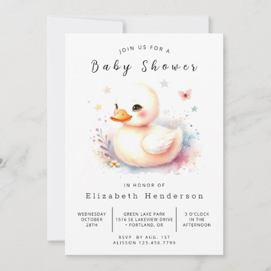 Classic Digital Duck Baby Shower Einladung (Vorderseite)