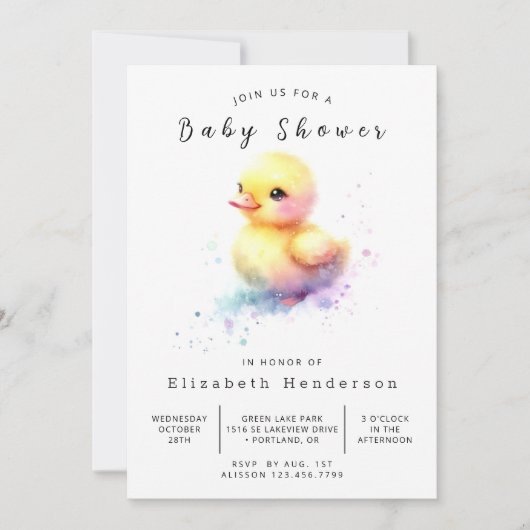 Classic Digital Duck Baby Shower Einladung (Vorderseite)